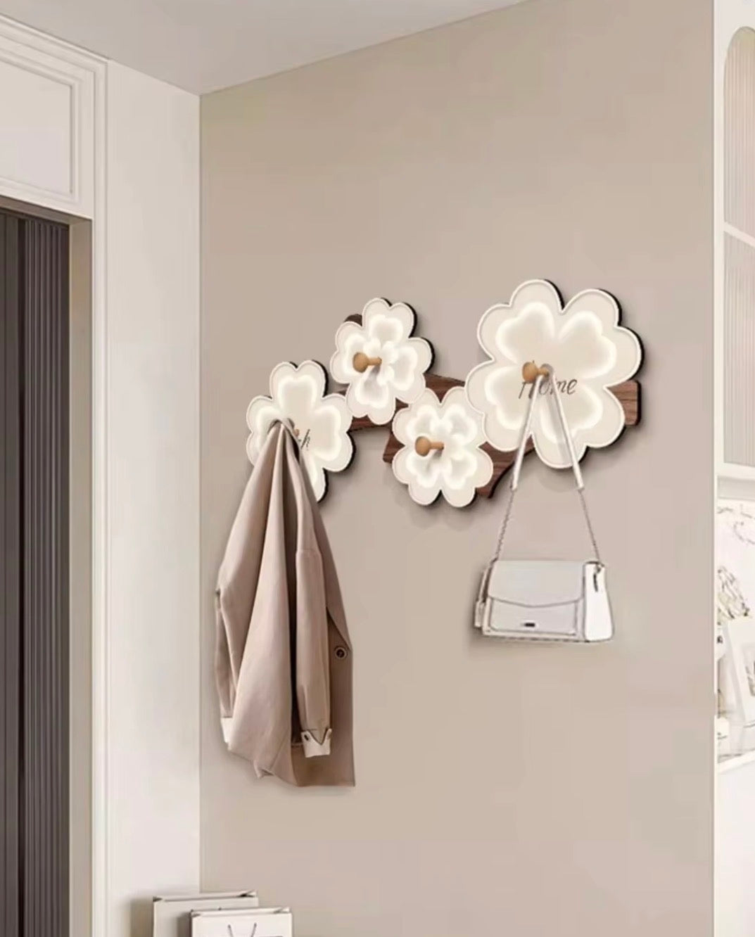 Decorative Flower Wall Art & Coat Rack - 80*40