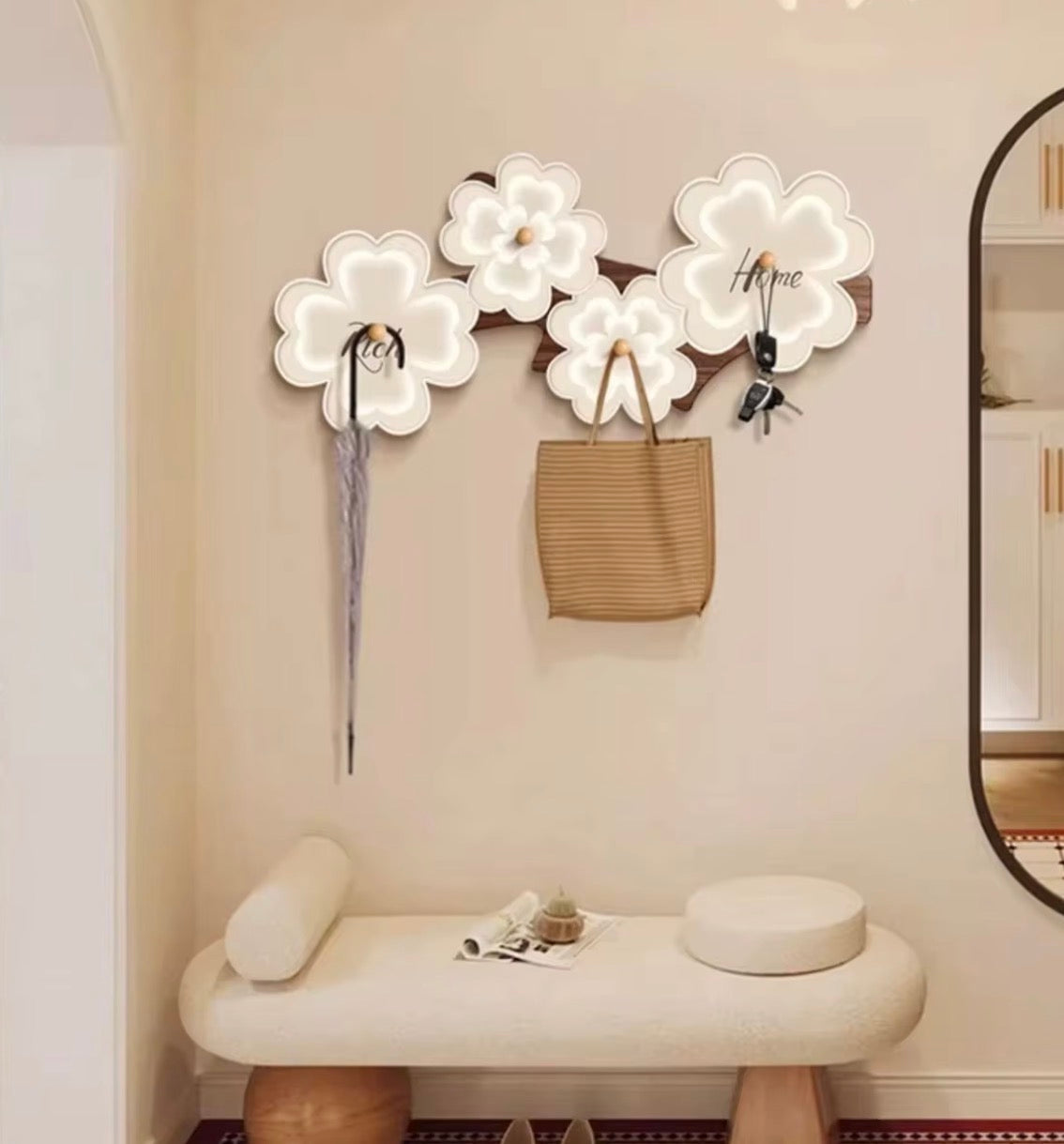 Decorative Flower Wall Art & Coat Rack - 80*40