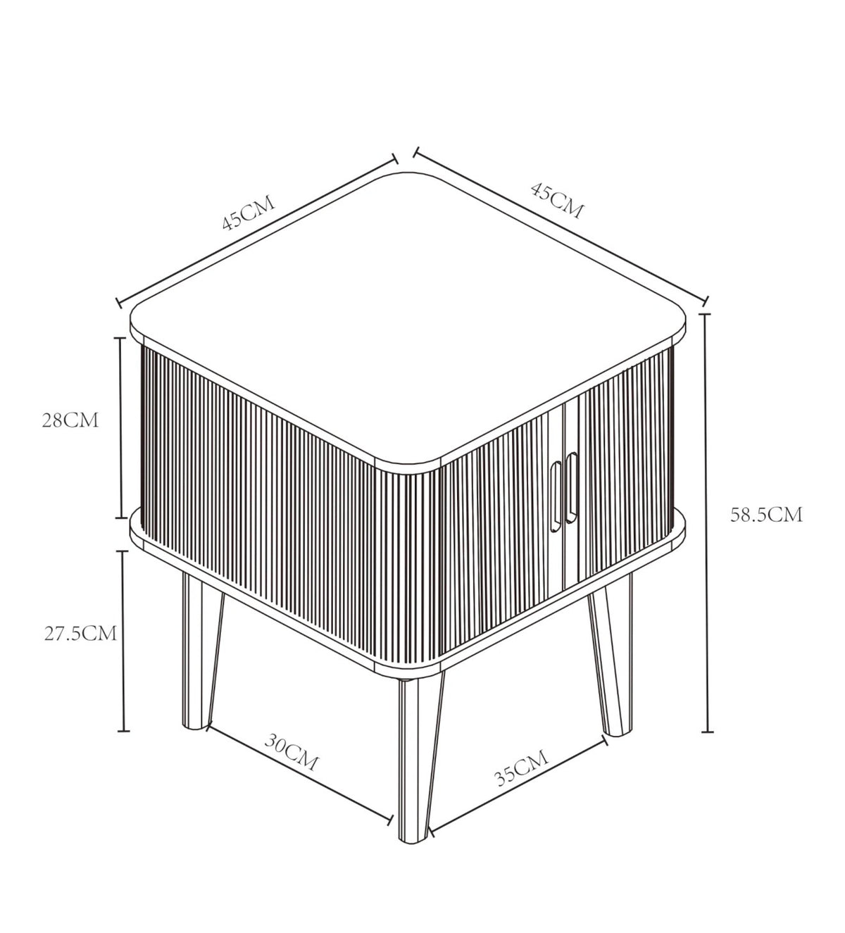 Ribbed Two-Door Bedside Table