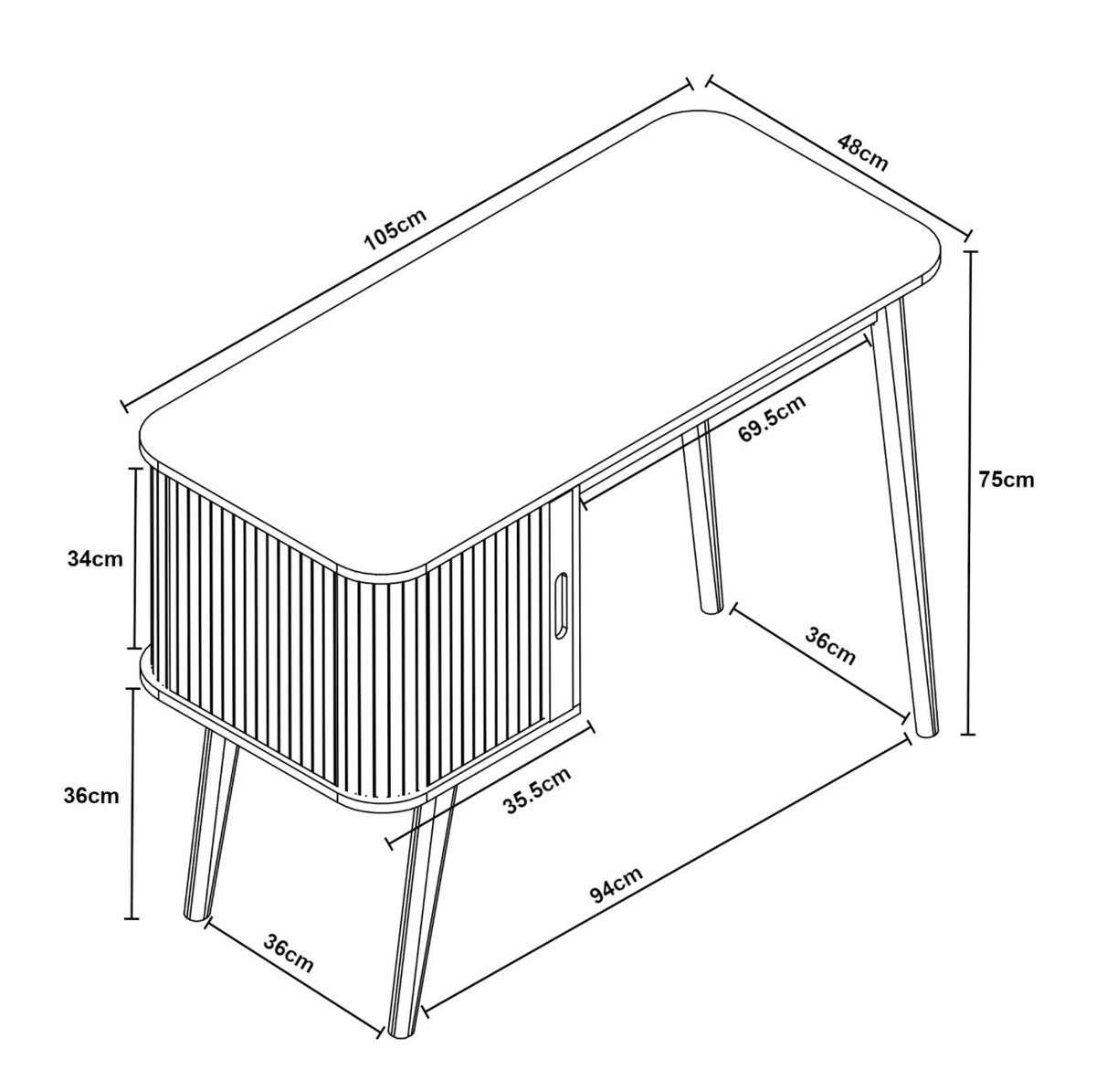 Scandinavian Writing Desk with Storage