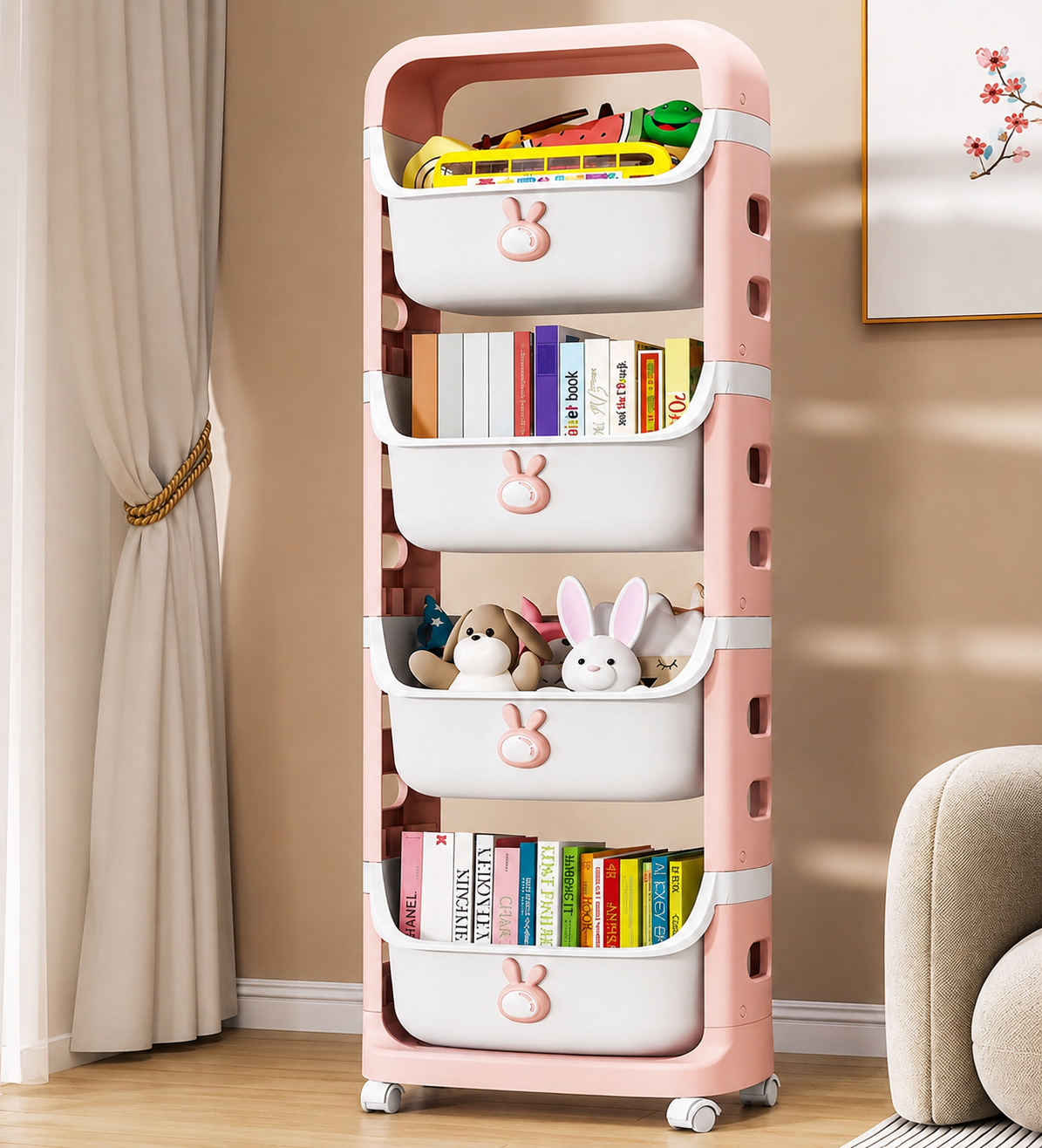 Bunny 4-Tier Rolling Storage Organizer.