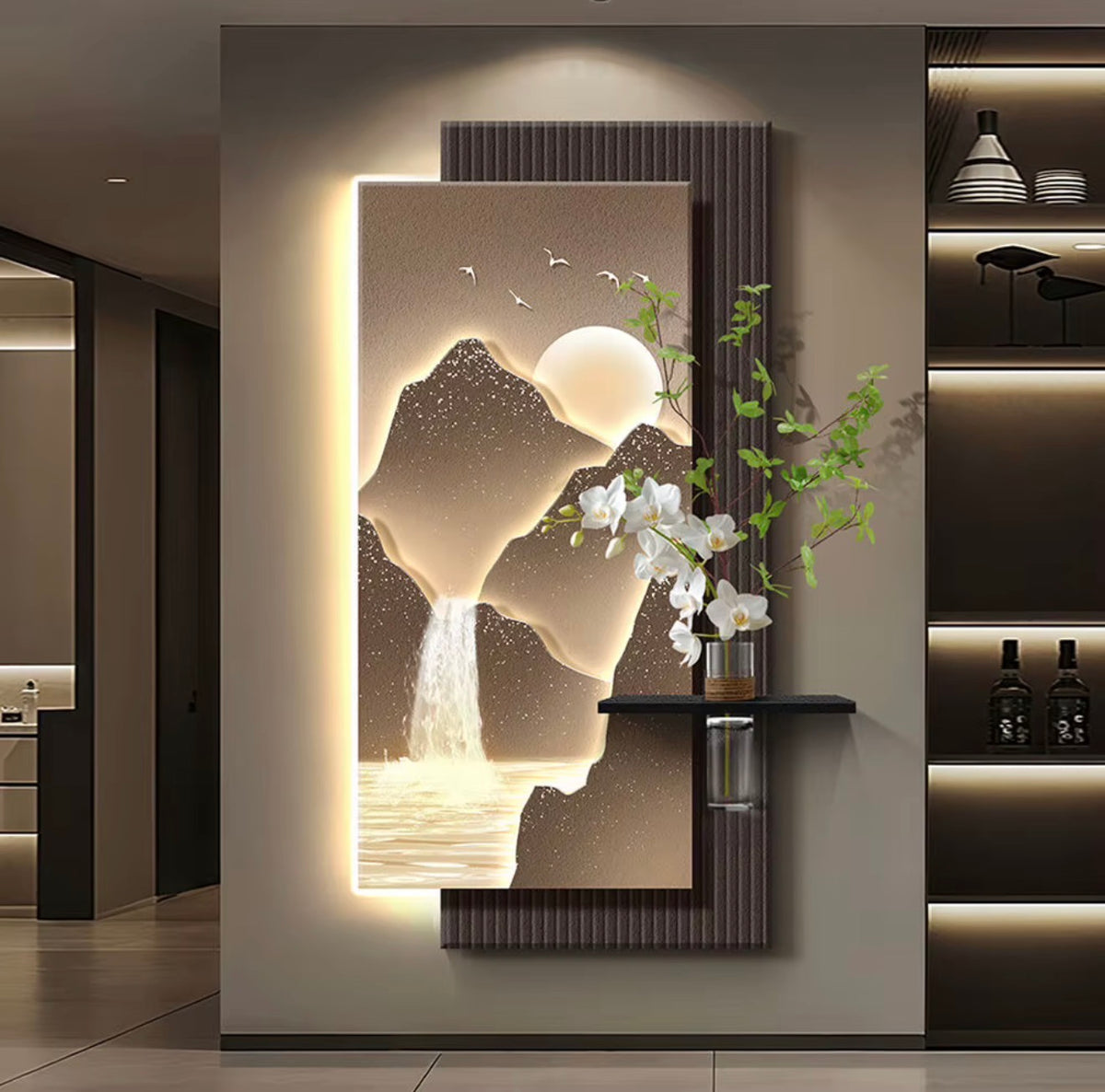 LED Mountain Art Wall Décor – 80 × 160 cm