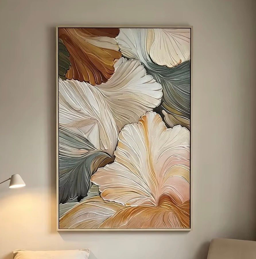 Abstract Ginkgo Leaf Wall Art – 80 × 120 cm