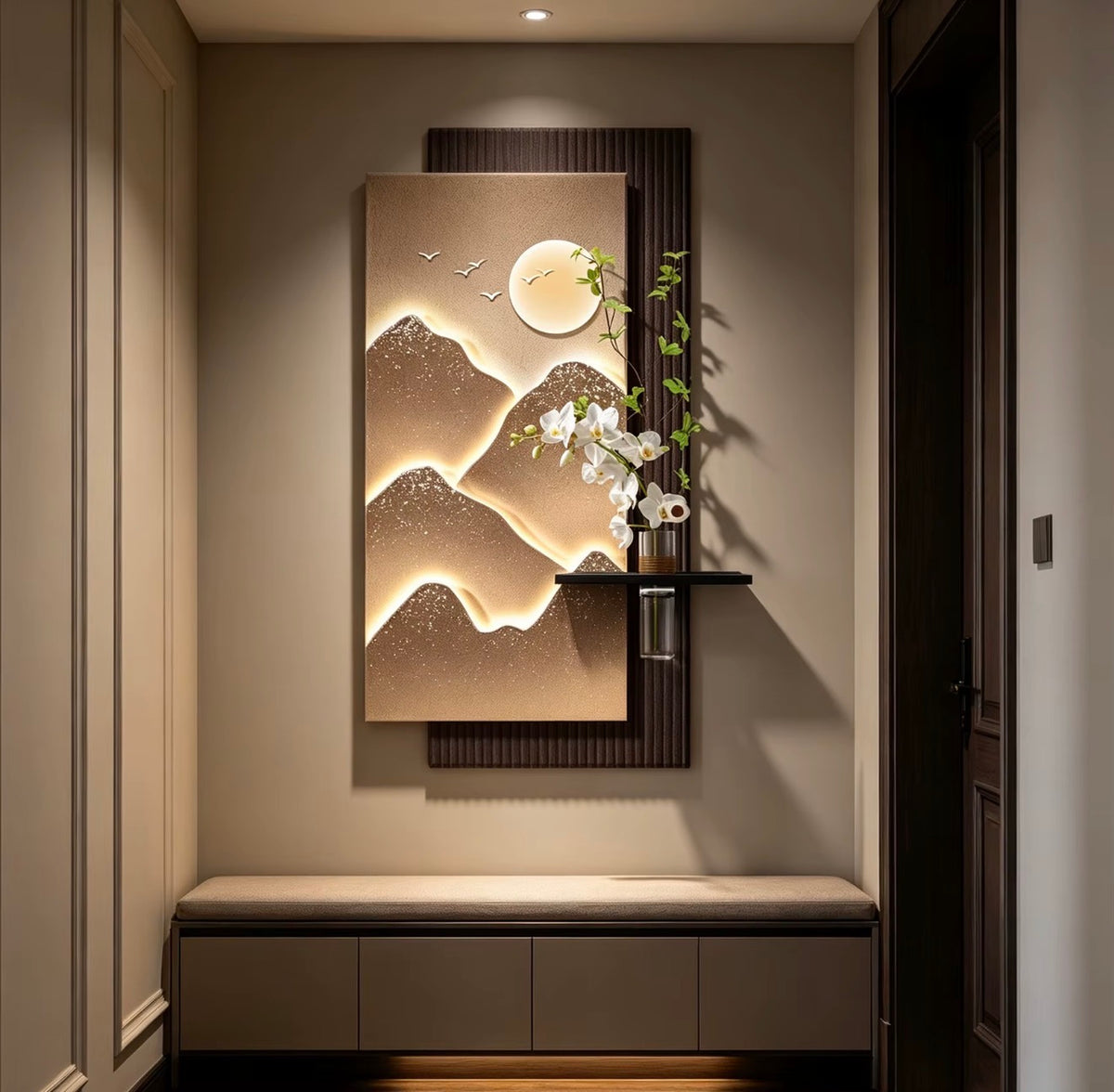 LED Mountain Art Wall Décor – 80 × 160 cm