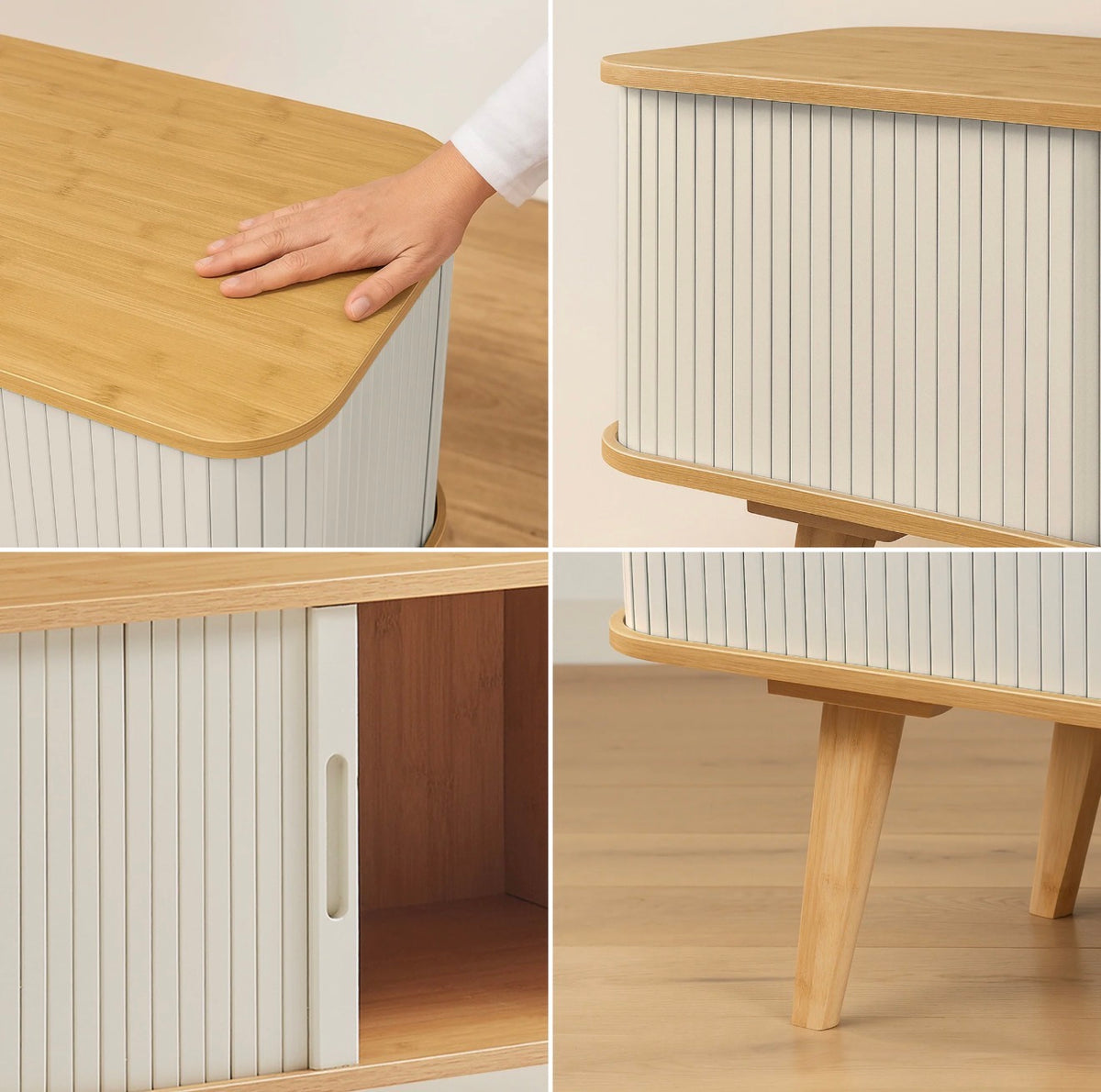 Ribbed Two-Door Bedside Table