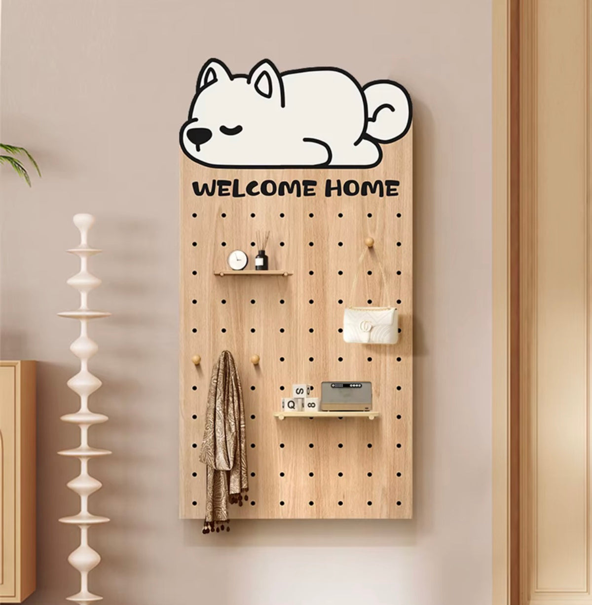 Wooden Pegboard Wall Organizer – 60 × 120 cm