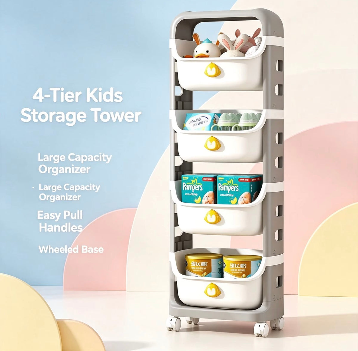 Bunny 4-Tier Rolling Storage Organizer.