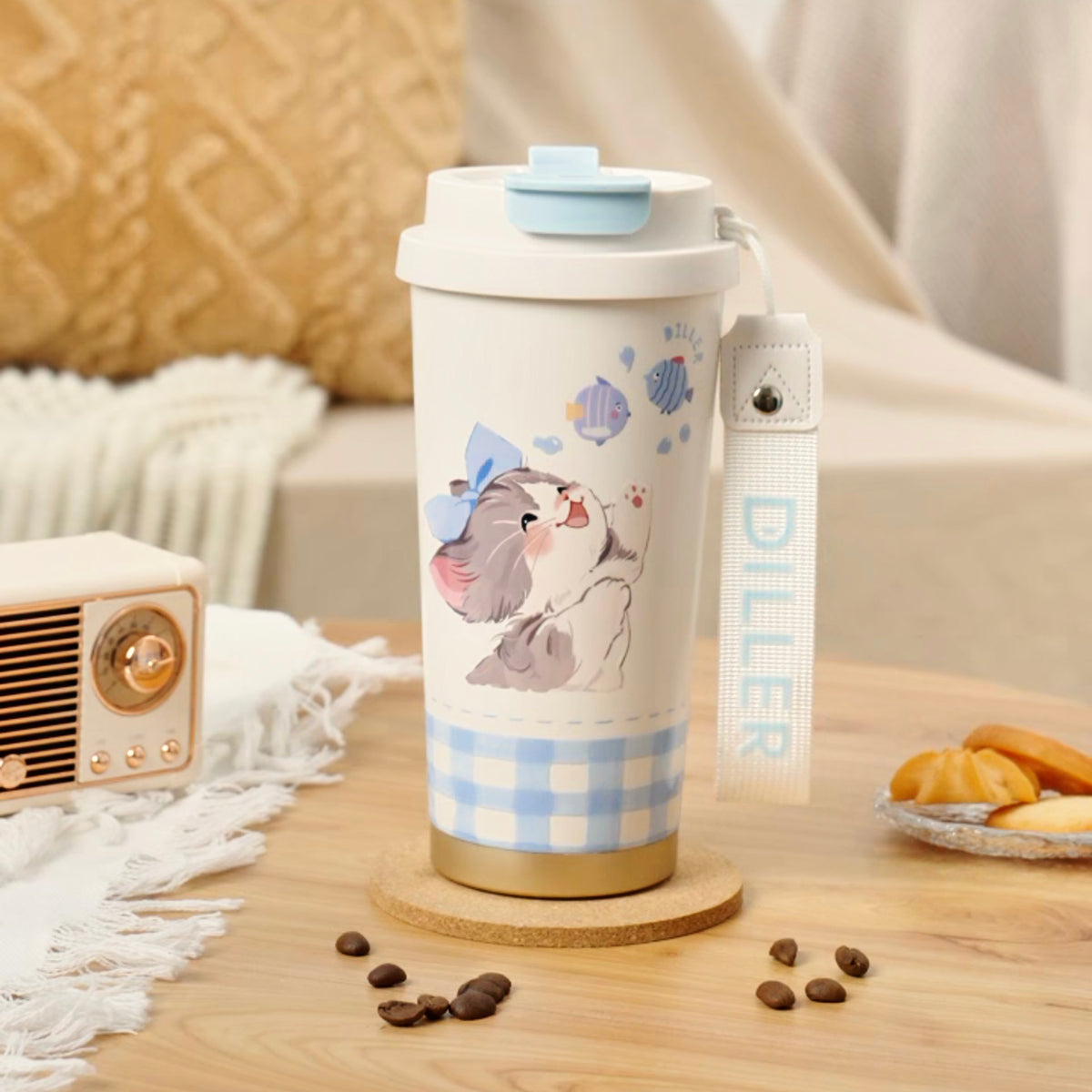 Cute Cat 520ml Stainless Steel Insulated Tumbler
