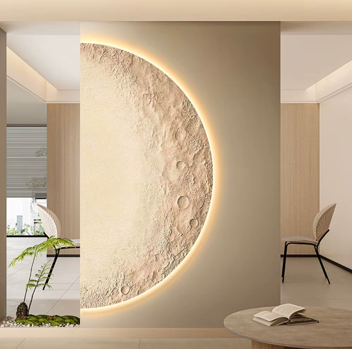 LED Moon Wall Art – 78 × 140 cm