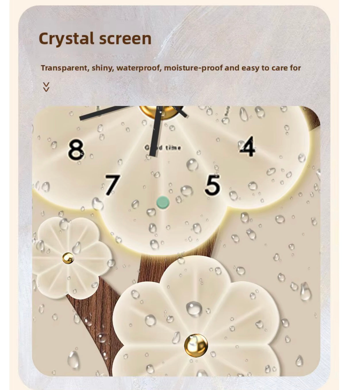 LED Floral Wall Clock – 40 × 80 cm-horizontal
