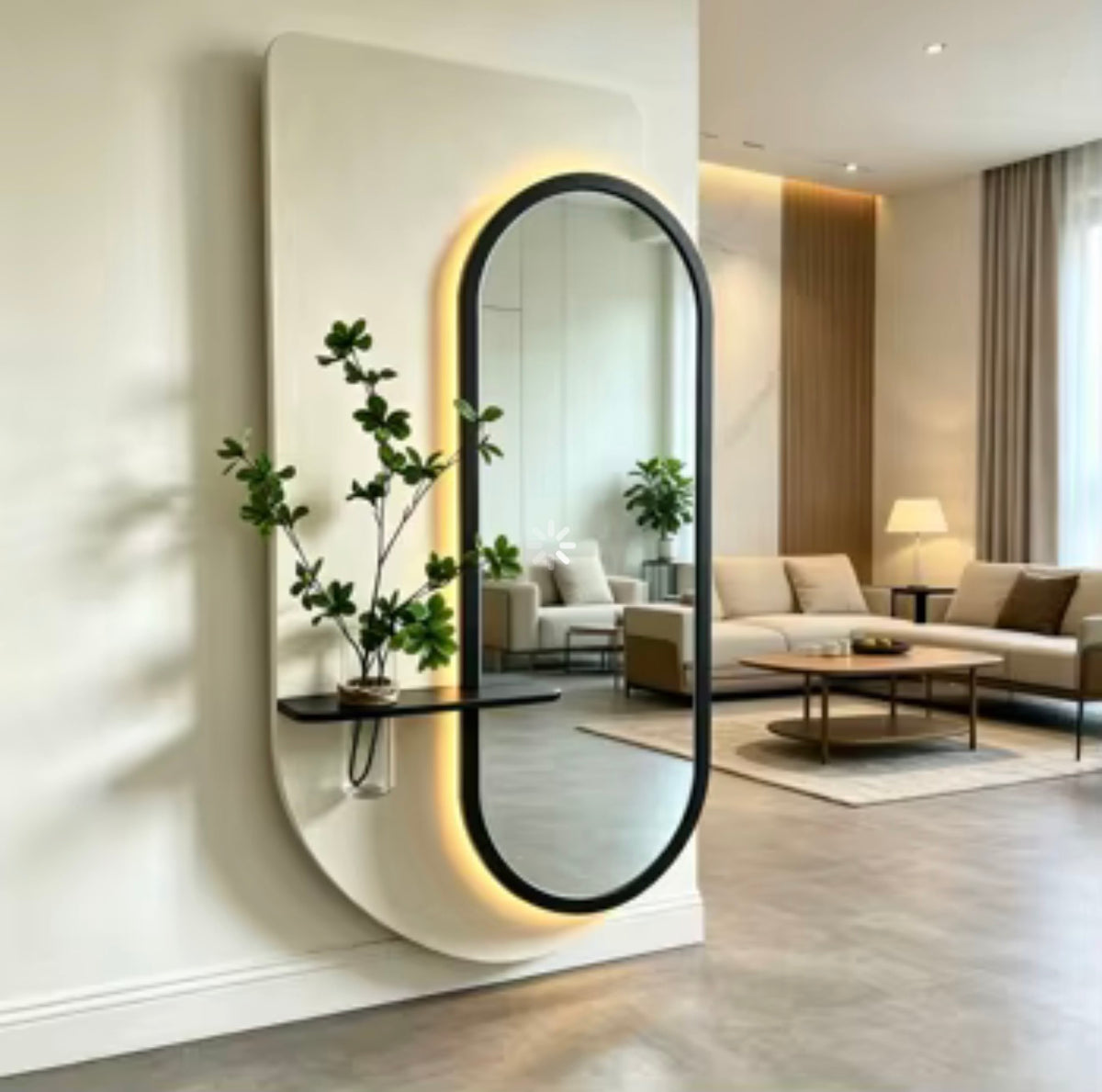 LED Wall Mirror with Shelf – 60 × 120 cm