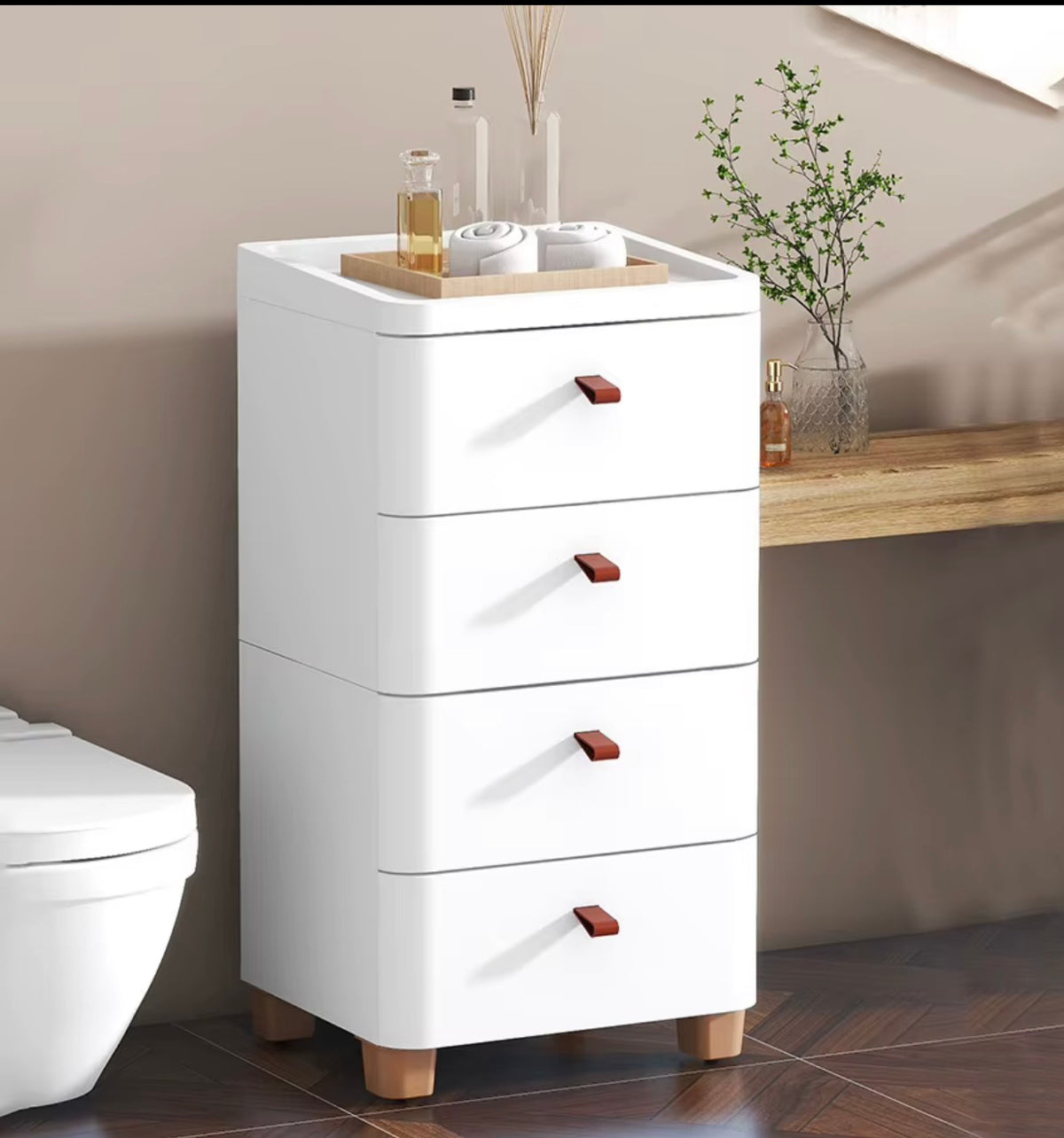 4-Drawer Slim Storage Cabinet with Hidden Top Compartment