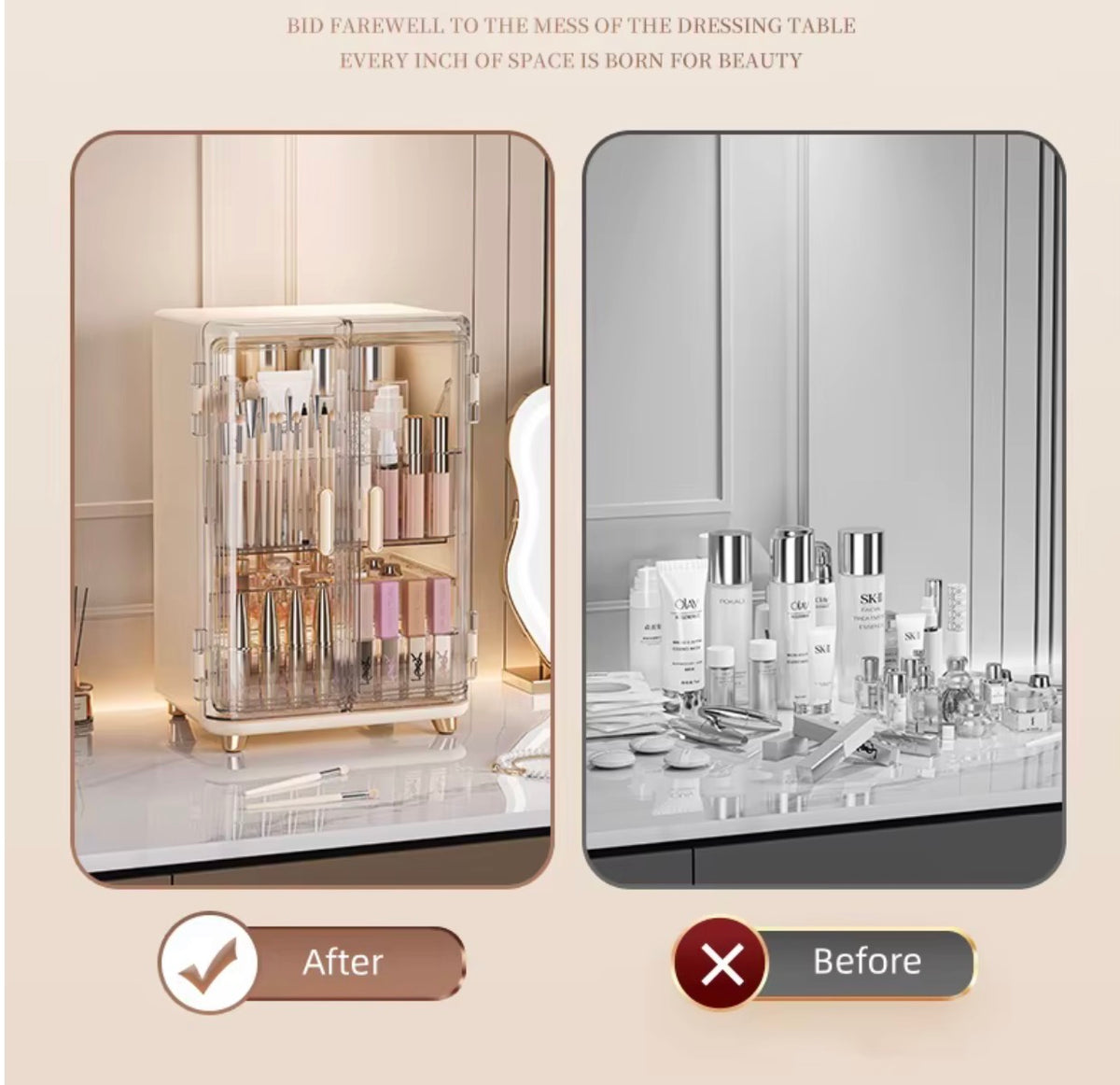Luxury Dust-Proof Makeup & Skincare Organizer
