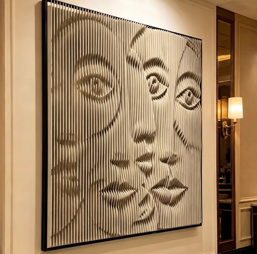 3D Parametric Face Wall Art – 100 × 100 cm