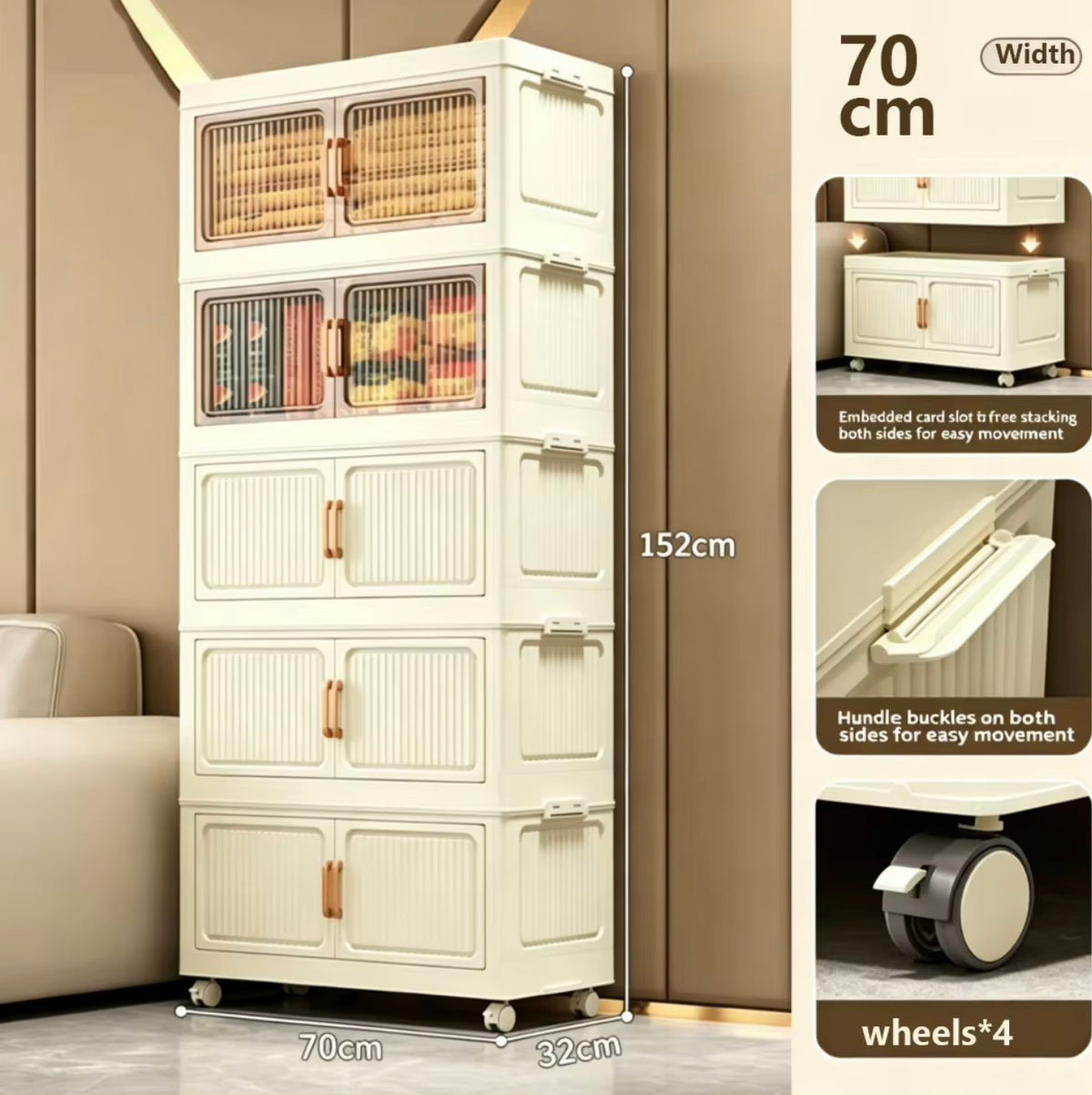 5-Layer Folding Storage Cabinet