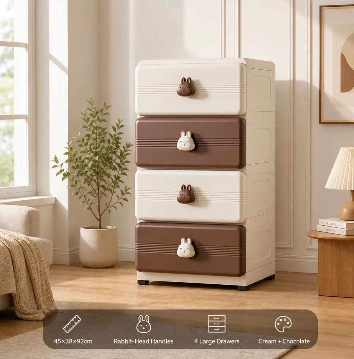 4-Layer Storage Drawer Cabinet – rabbit handle - 45 cm