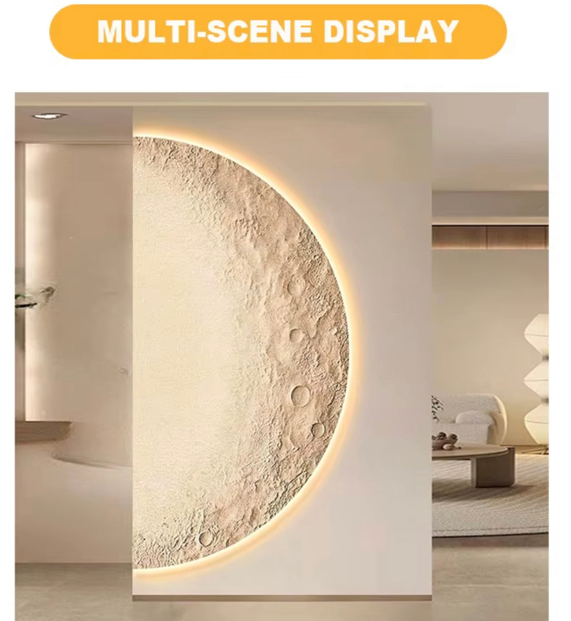 LED Moon Wall Art – 78 × 140 cm