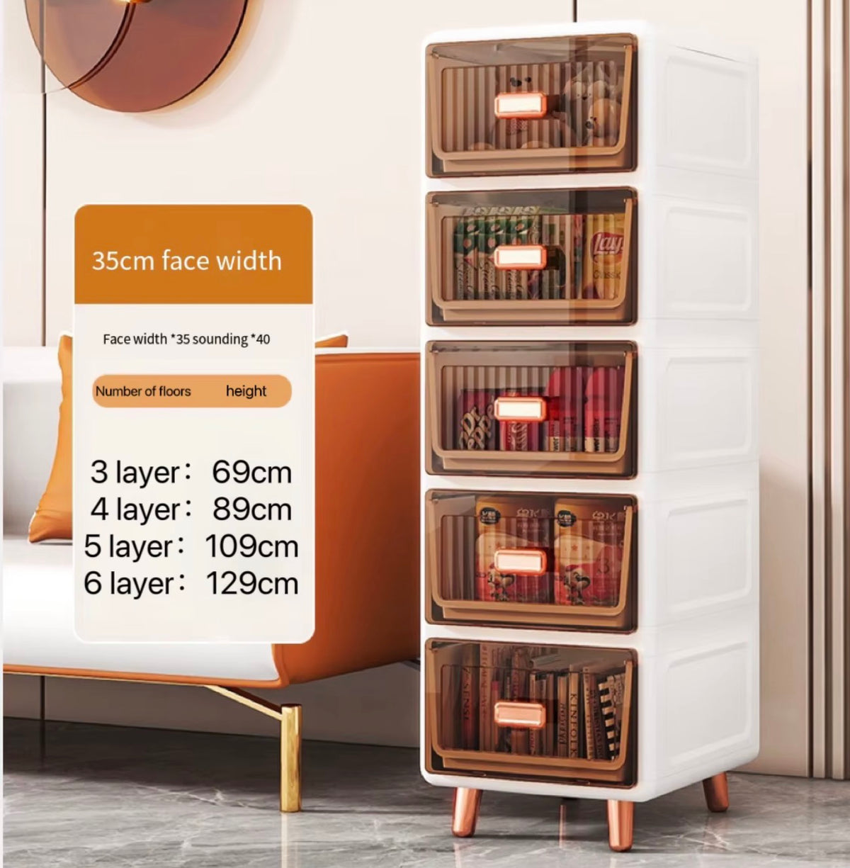 5-Layer Transparent Storage Cabinet