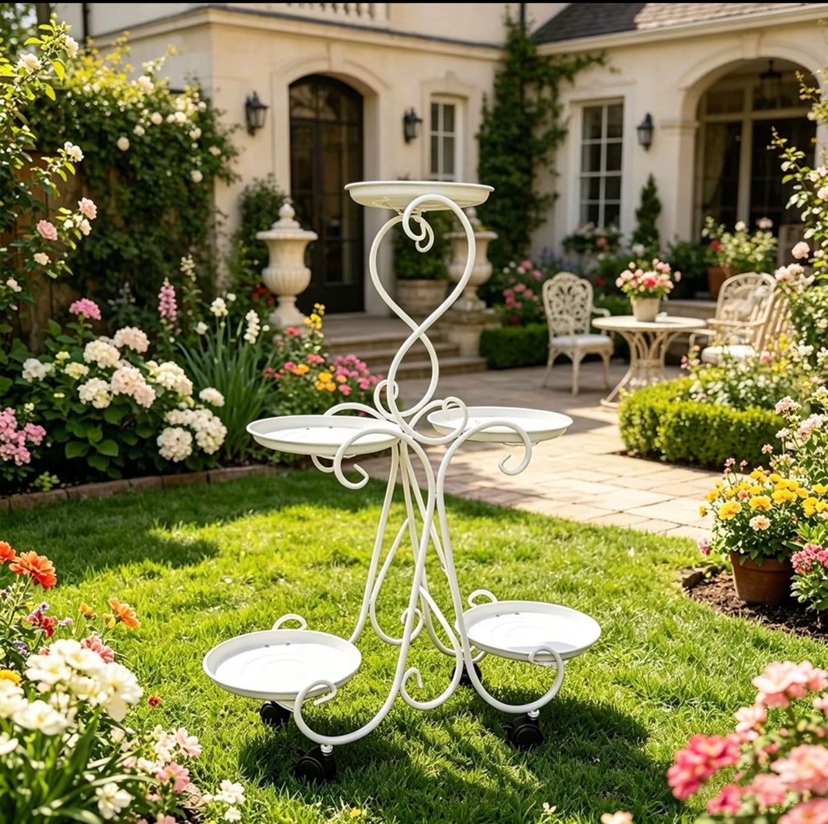 5-Tier Rolling Metal Plant Stand