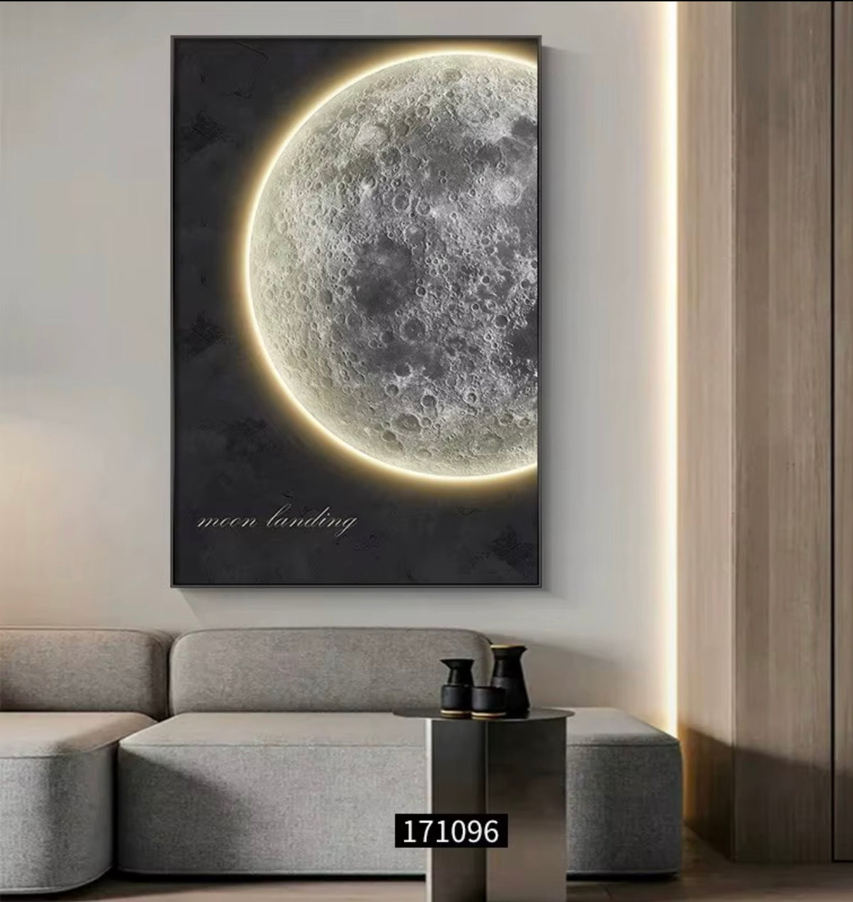 LED Moon Sandstone Wall Art – 80 × 120 cm