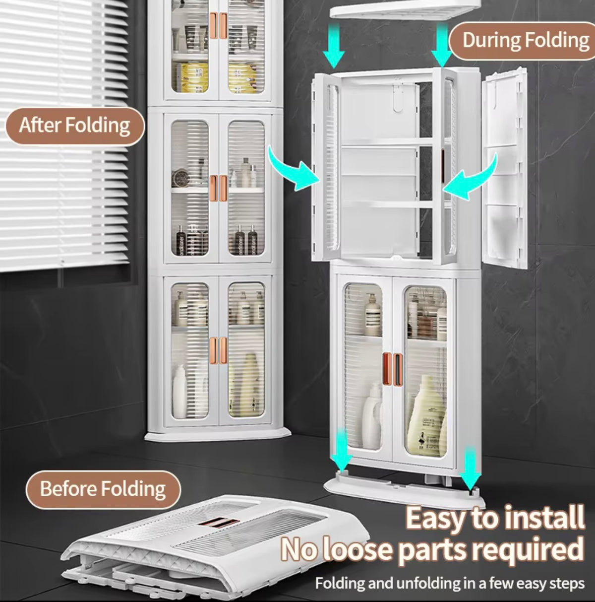 Slim Corner Storage Cabinet - 2 &3 layers