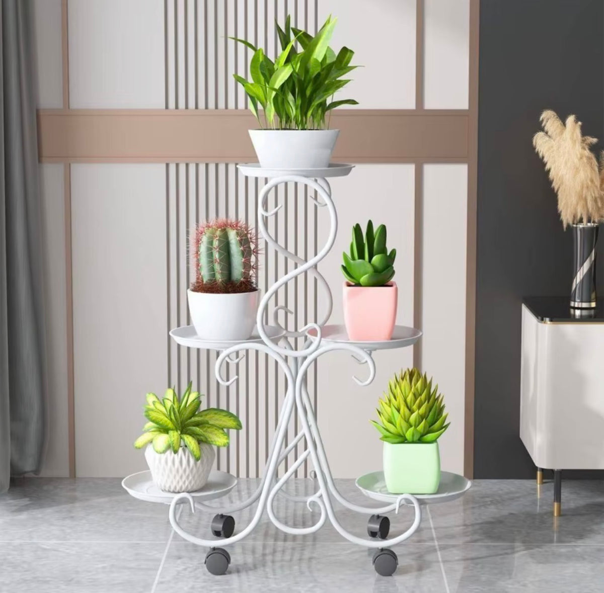 5-Tier Rolling Metal Plant Stand
