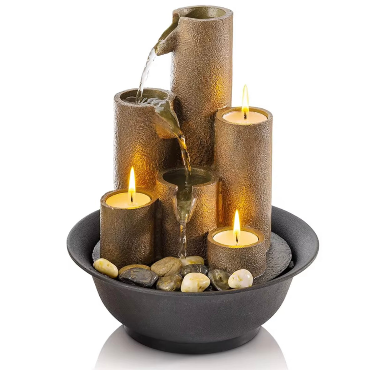 Cascading Water Fountain with Candle Holders