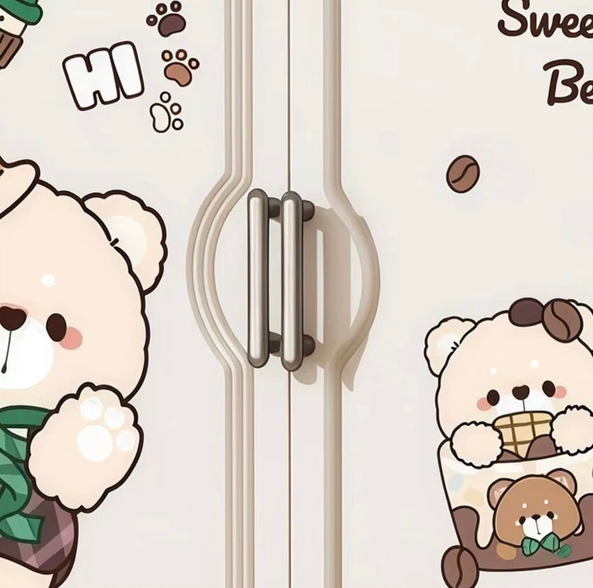 Cute Bear 3-Tier Storage Cabinet - brown body
