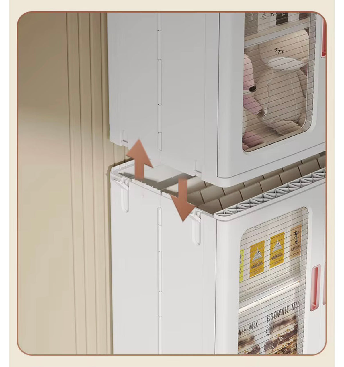 Foldable Large Storage Cabinet with Transparent Doors