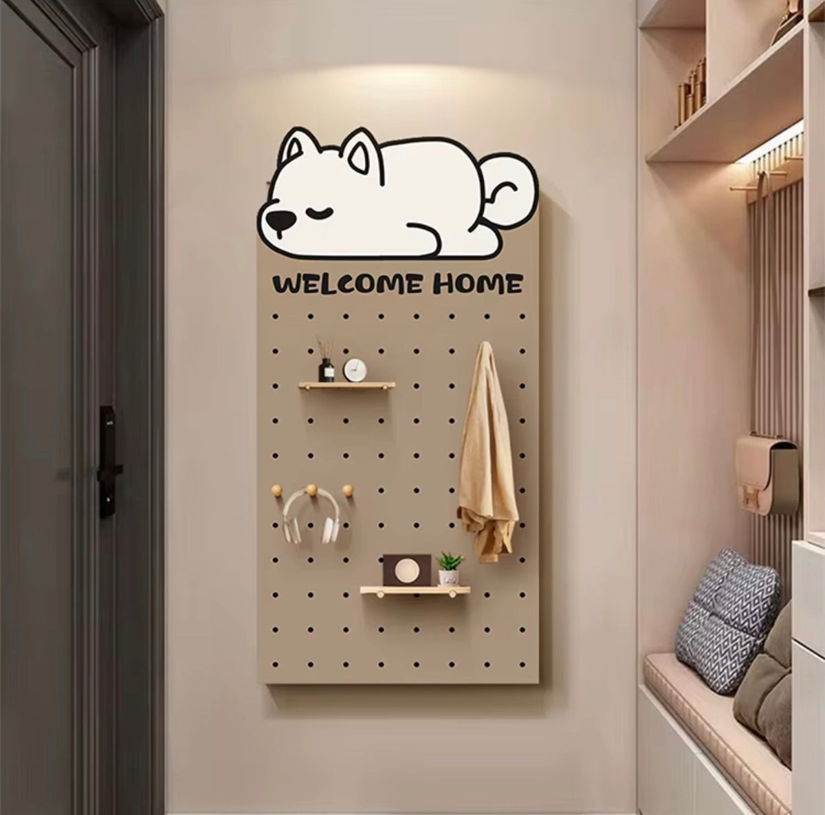 Wooden Pegboard Wall Organizer – 60 × 120 cm