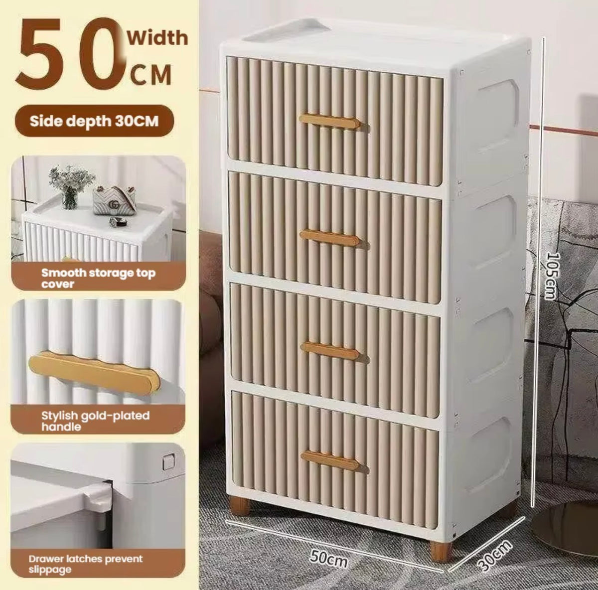 4-Drawer Wide Storage Cabinet