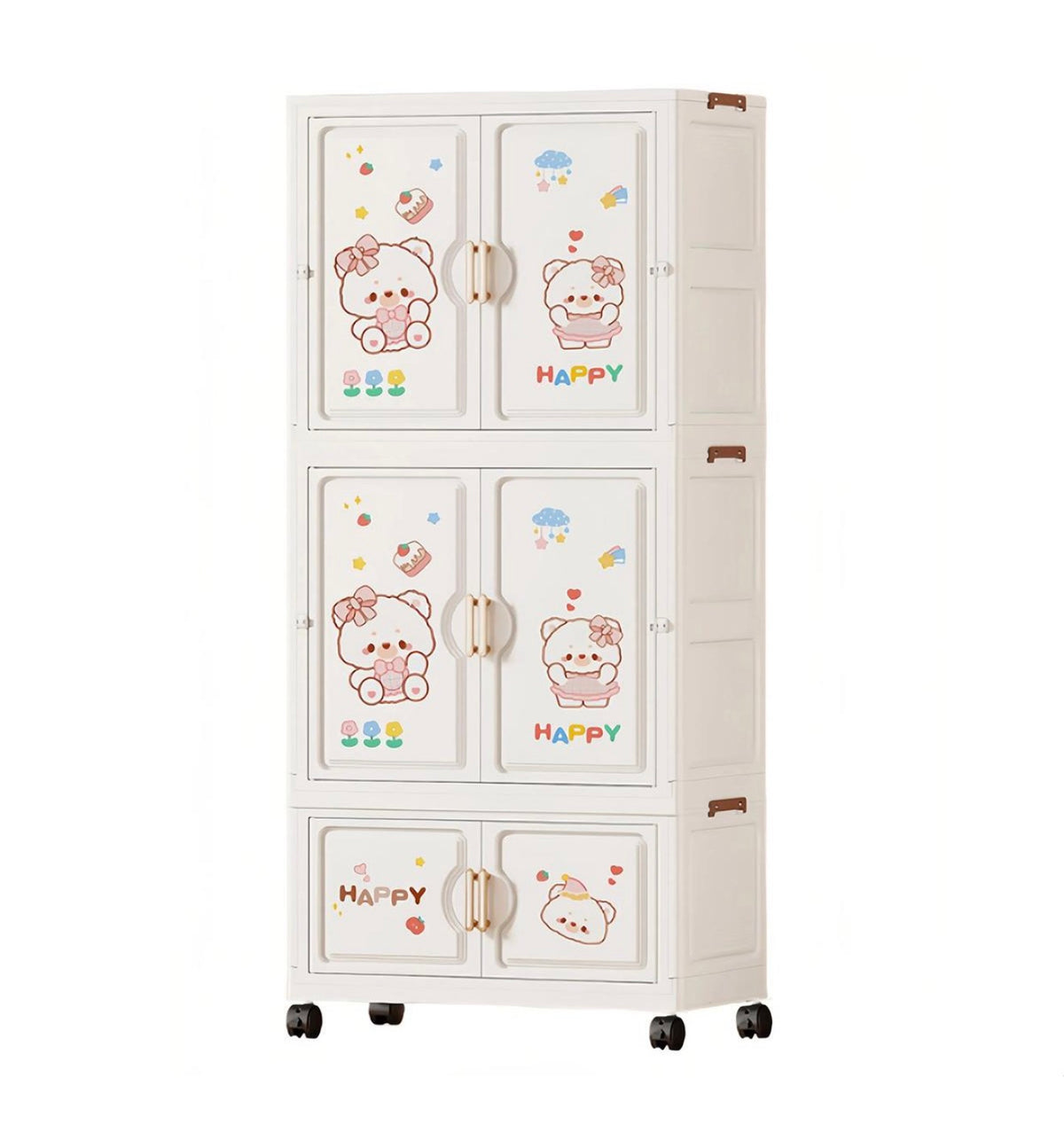 Foldable 3-Tier Storage Wardrobe with Wheels