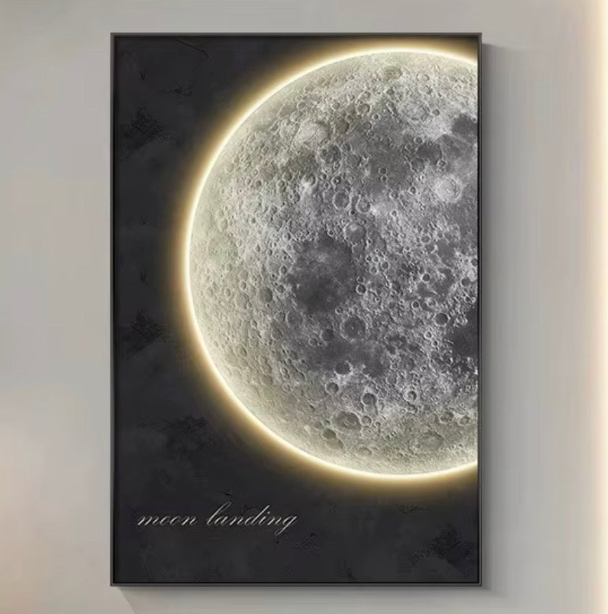 LED Moon Sandstone Wall Art – 80 × 120 cm