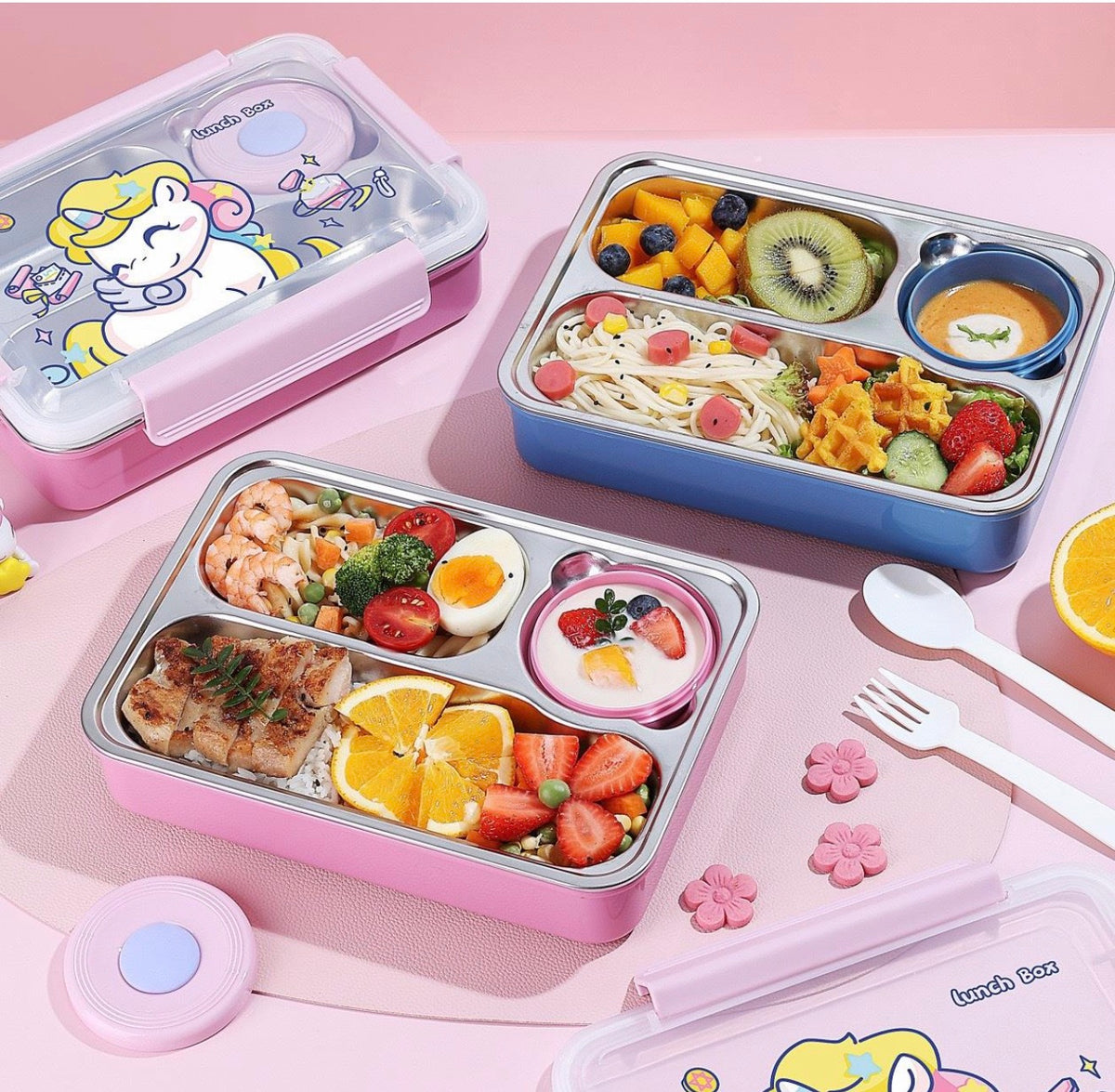 1.7L Stainless Steel Lunch Box with Spoon & Fork