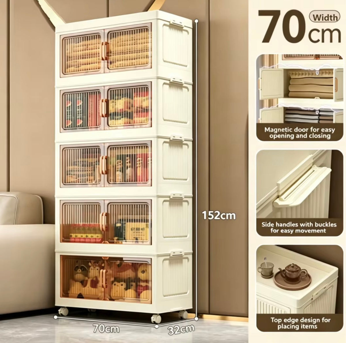 5-Layer Folding Storage Cabinet