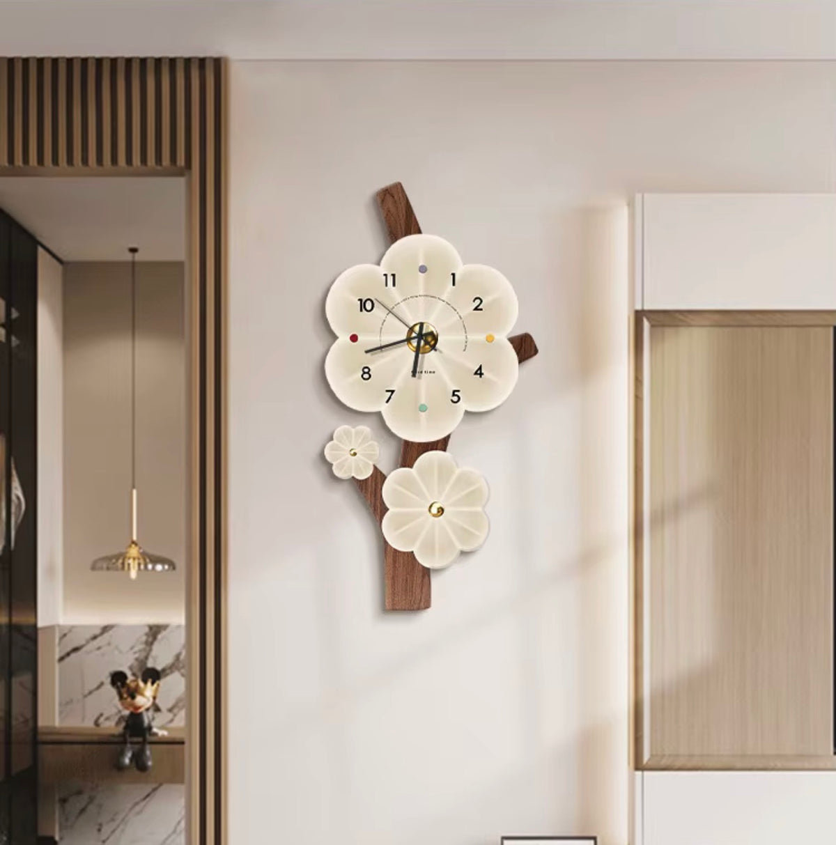 LED Floral Wall Clock - vertical – 40 × 80