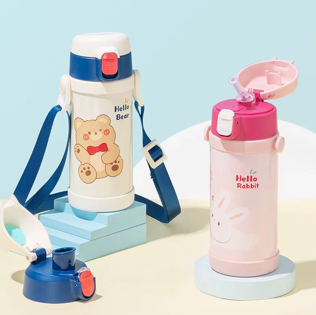 Kids 2-Way Drinking Insulated Bottle with Strap
