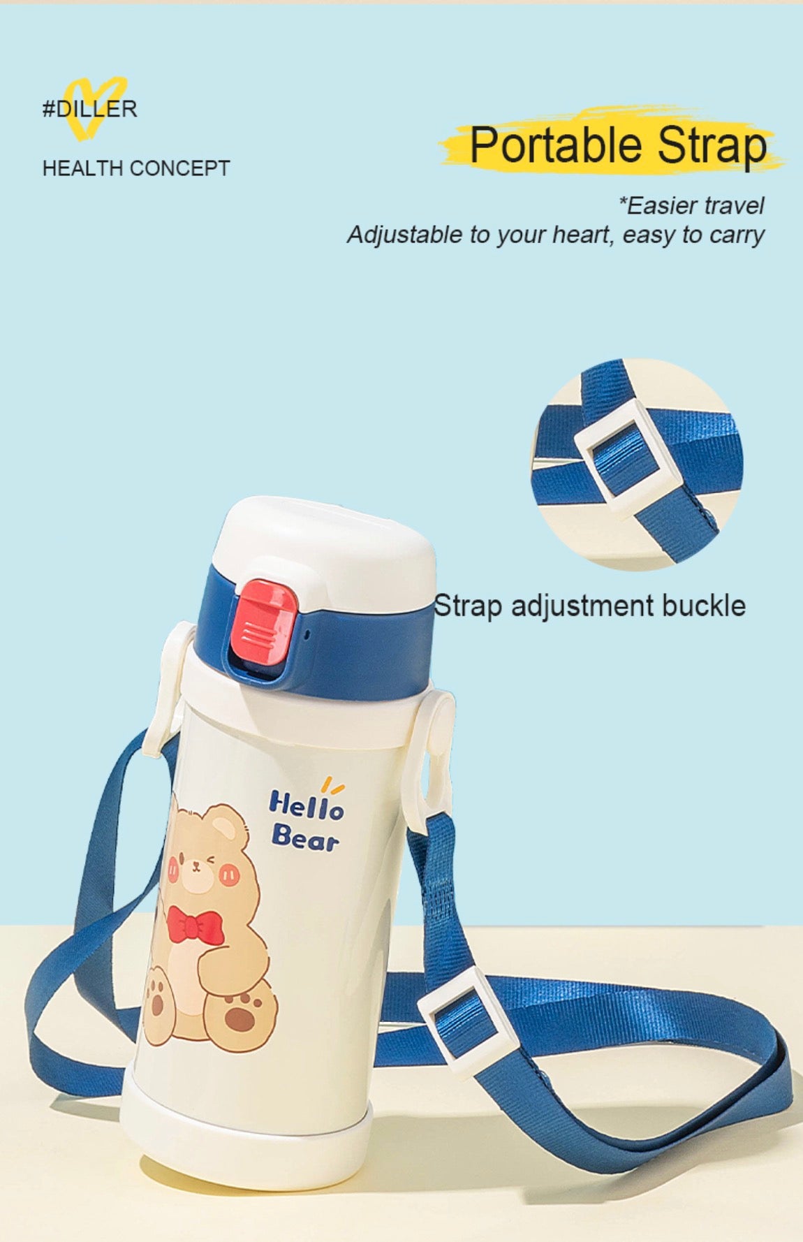 Kids 2-Way Drinking Insulated Bottle with Strap