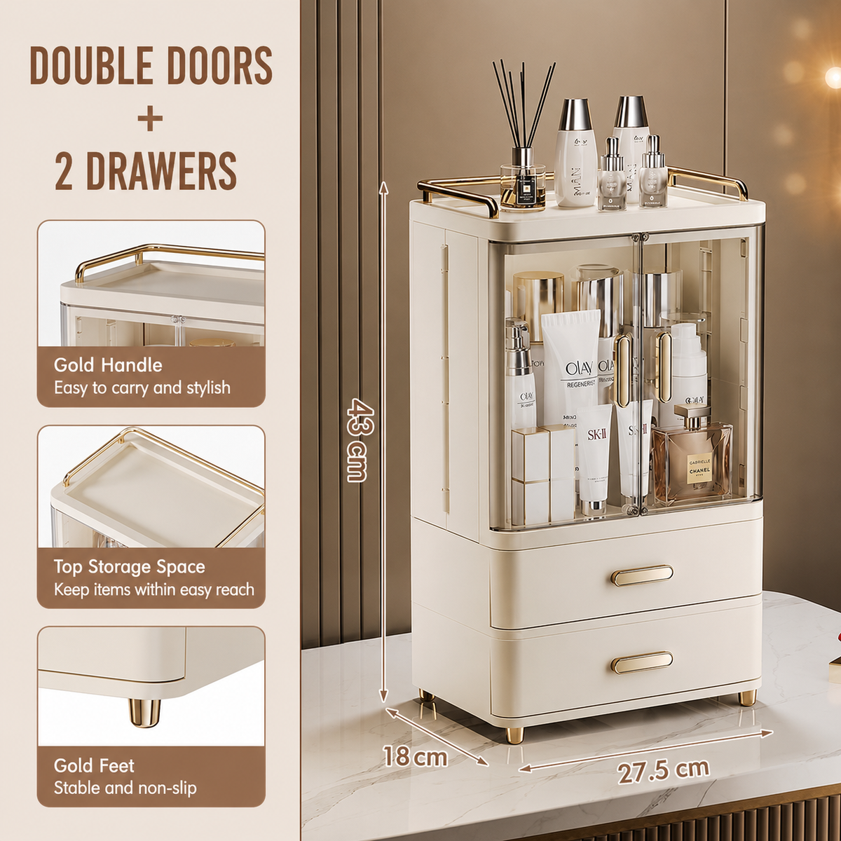 Elegant Makeup & Skincare Organizer