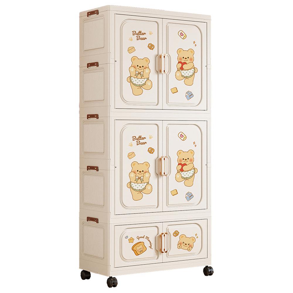 Foldable 3-Tier Storage Wardrobe with Wheels
