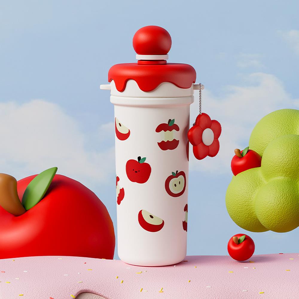 Floral Vacuum Straw Bottle with Tea Infuser – 680 ml