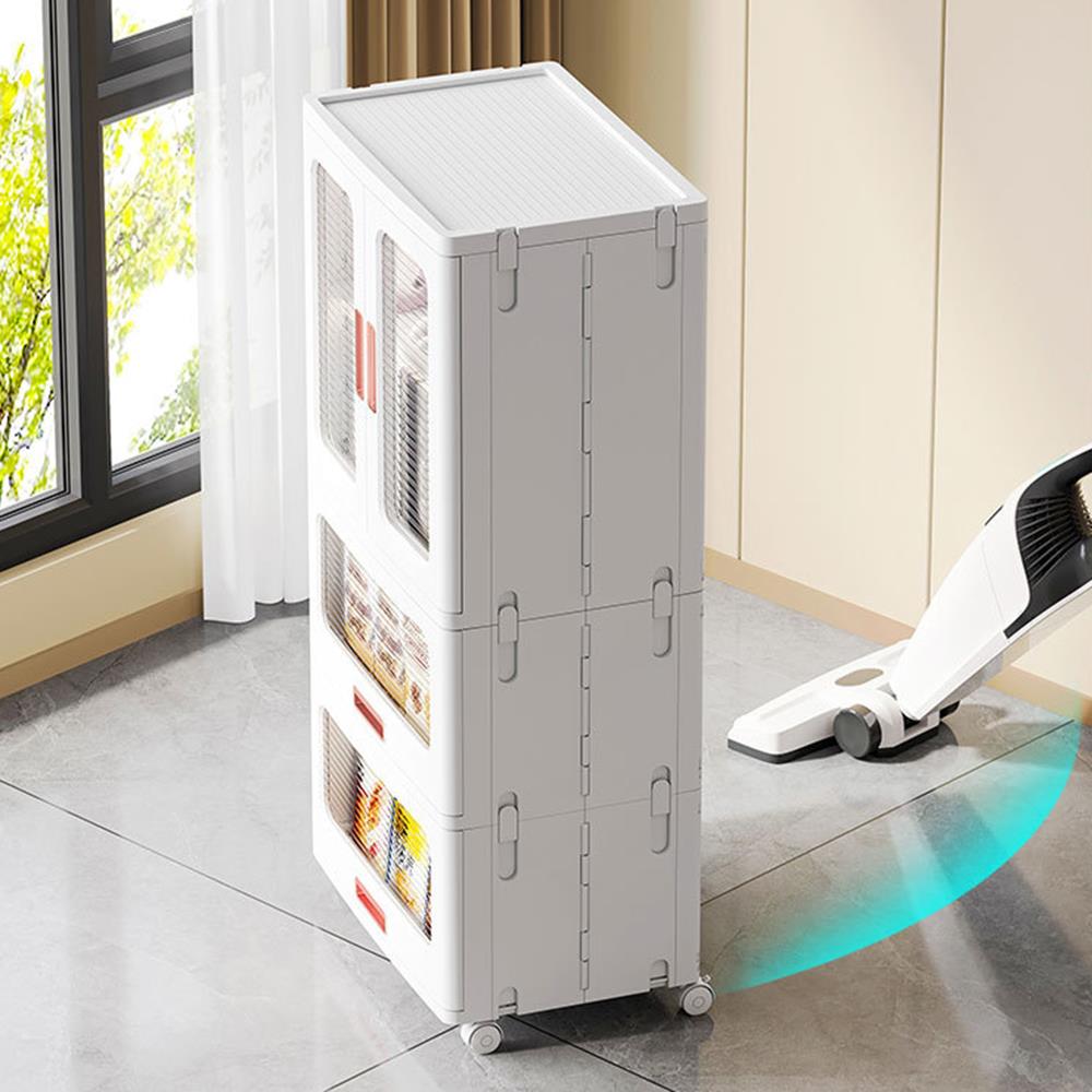 Foldable Large Storage Cabinet with Transparent Doors