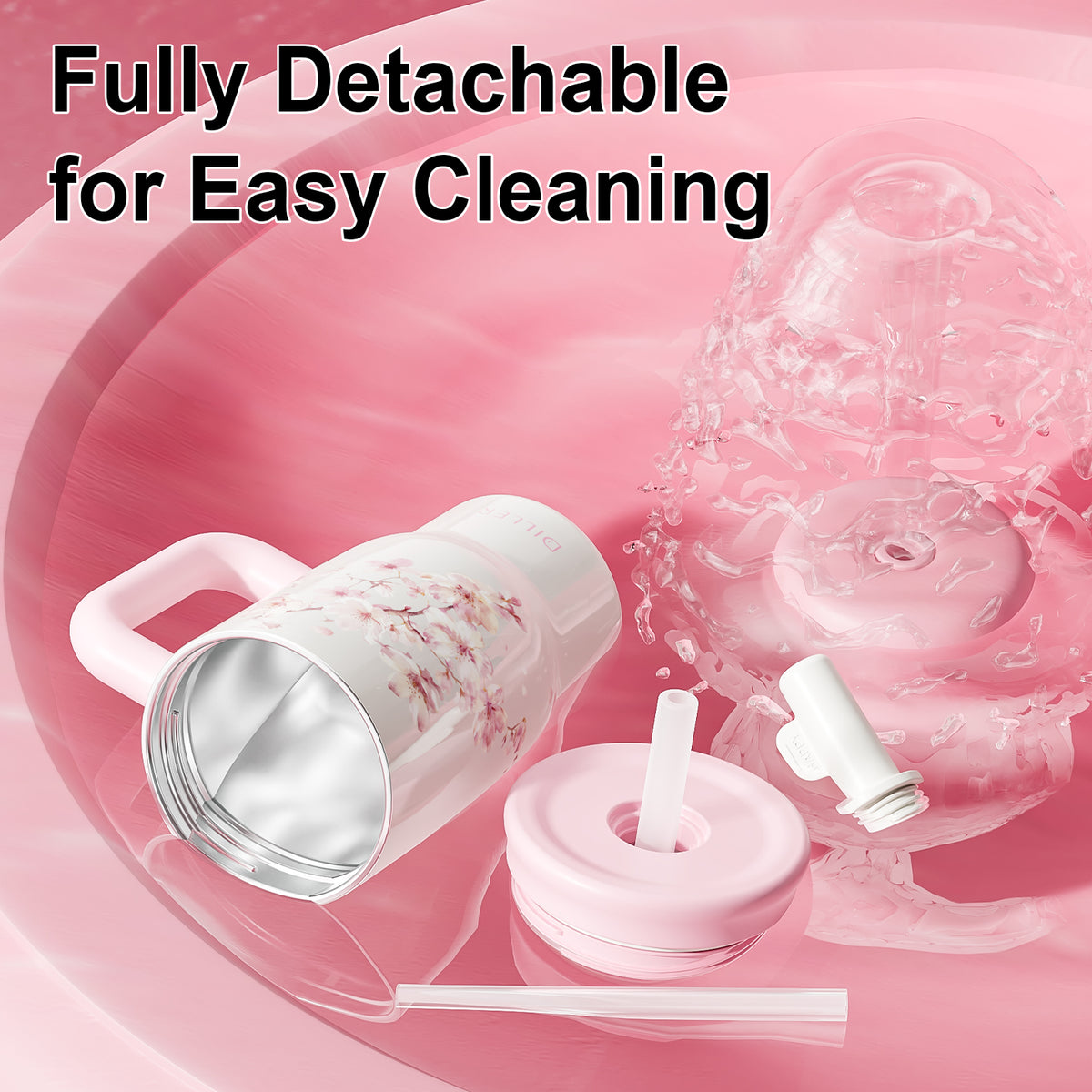 Pink Floral & Panda Stainless Steel Tumbler