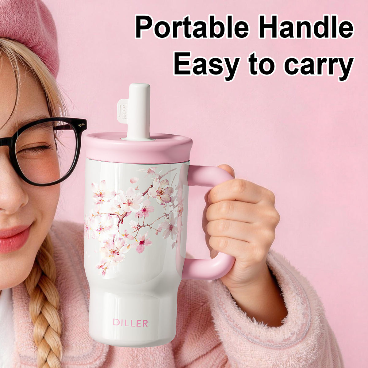 Pink Floral & Panda Stainless Steel Tumbler