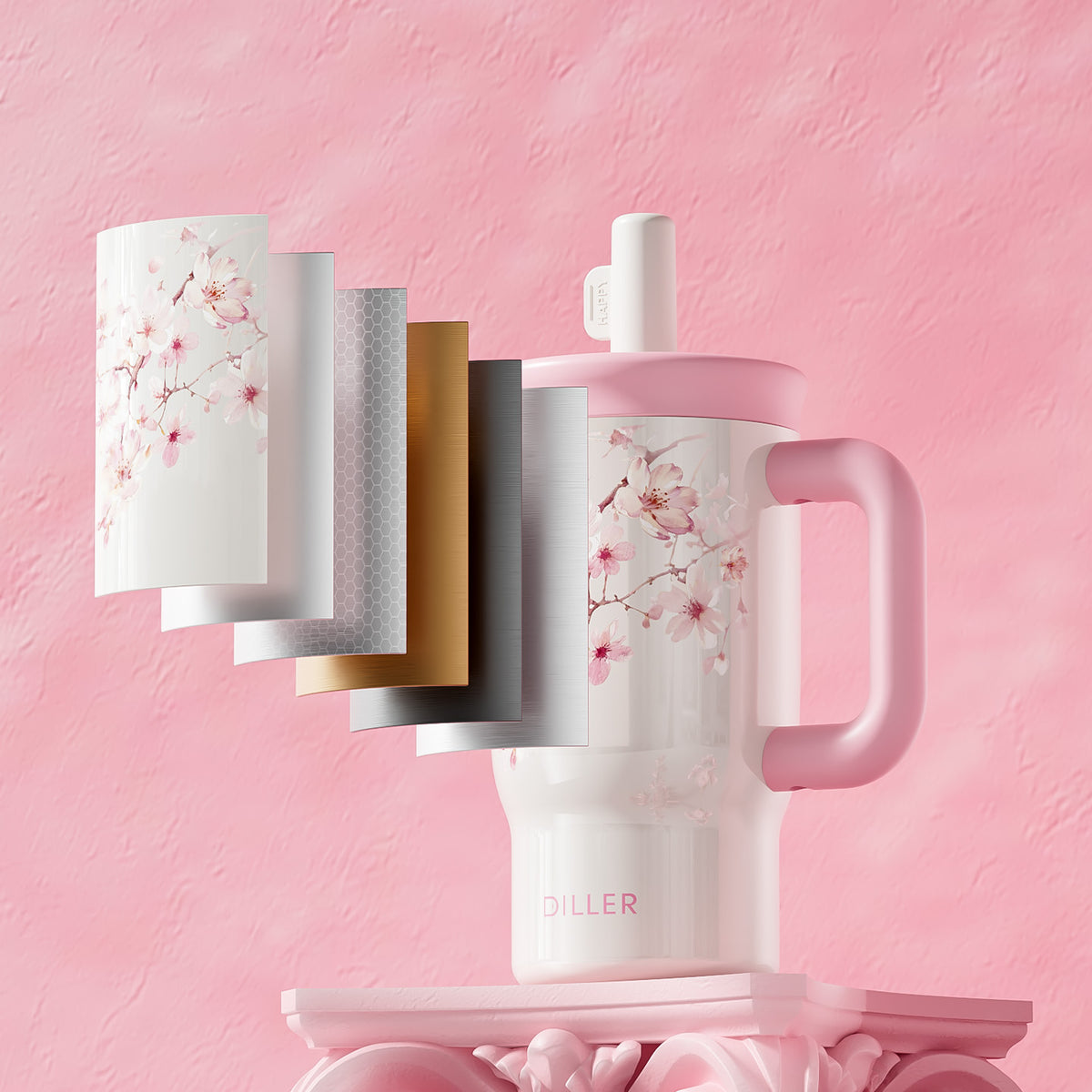 Pink Floral & Panda Stainless Steel Tumbler