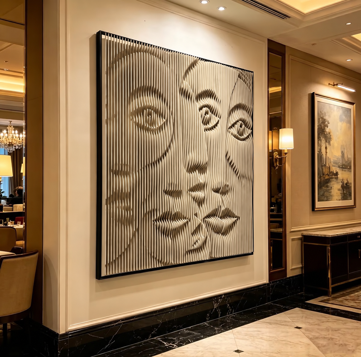 3D Parametric Face Wall Art – 100 × 100 cm