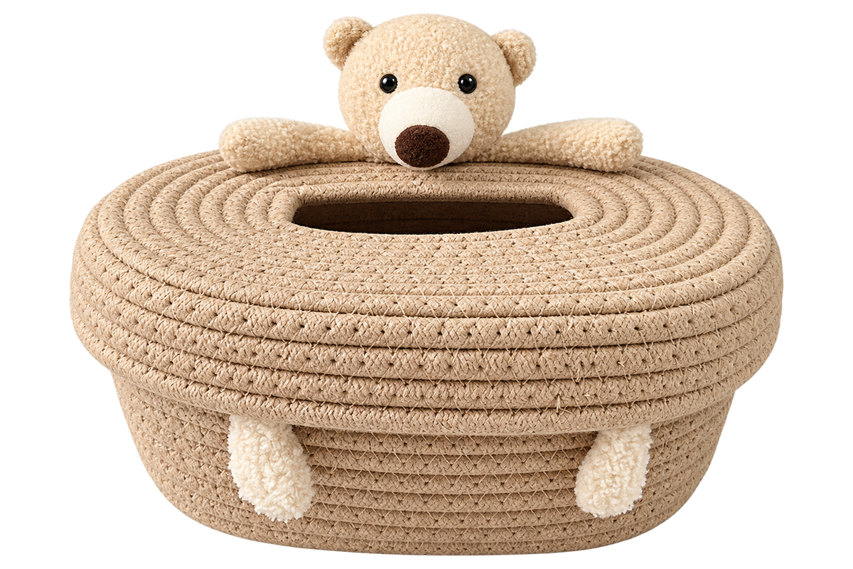 Teddy Bear Cotton Rope Tissue Box
