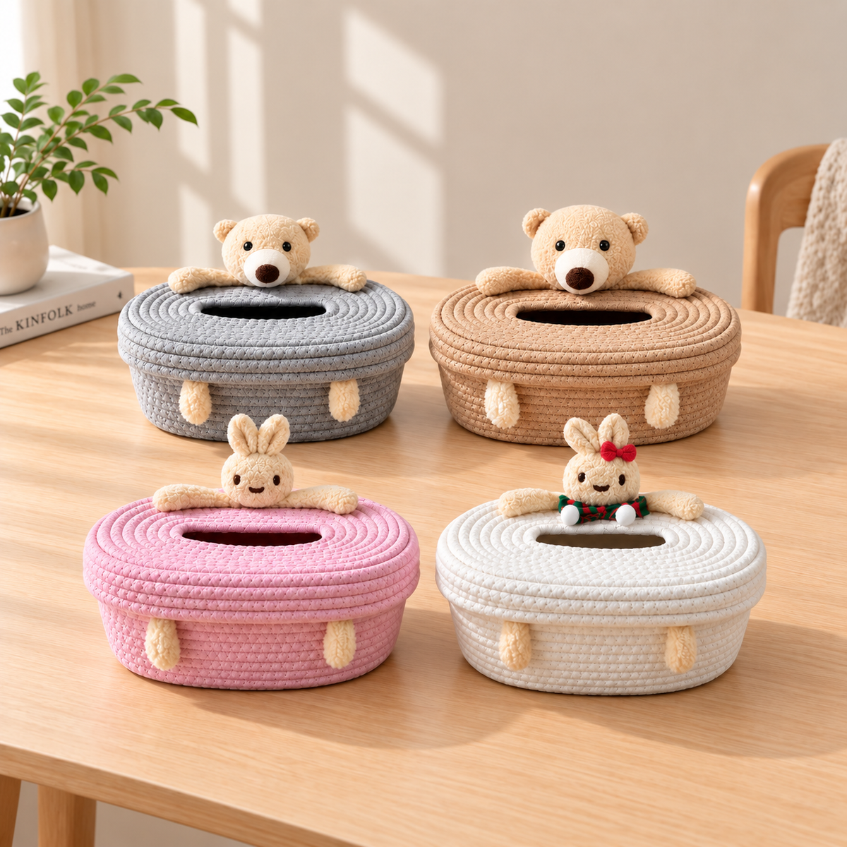 Teddy Bear Cotton Rope Tissue Box
