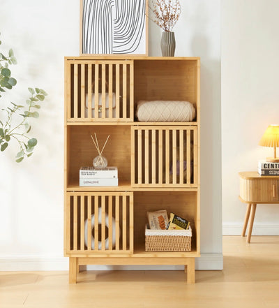 Bamboo Cabinet with Open Shelves