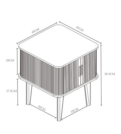 Ribbed Two-Door Bedside Table